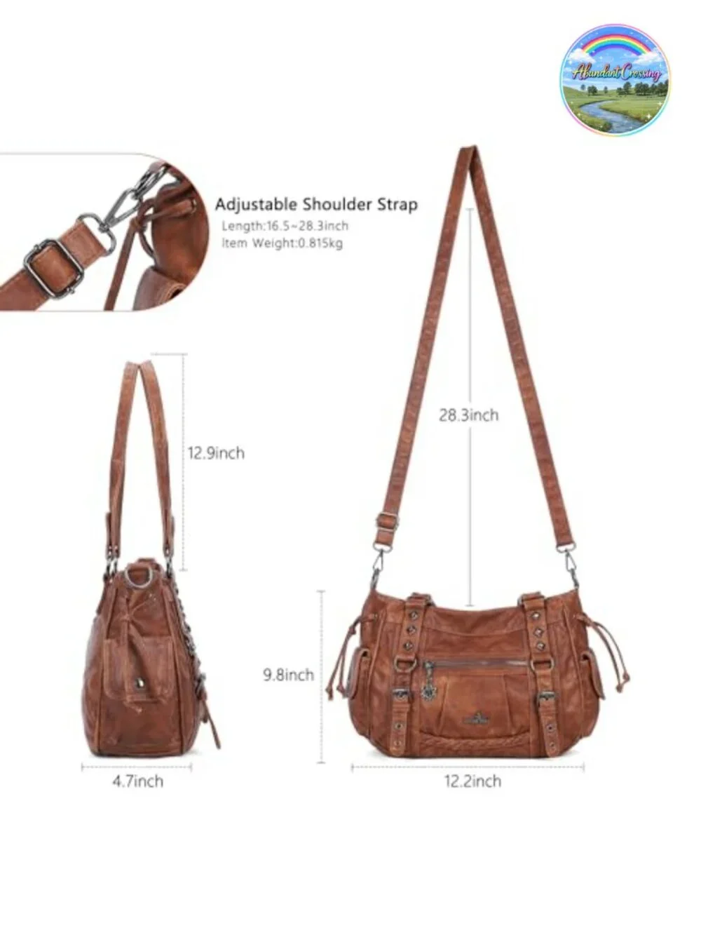 Multi Pocket Retro Hobo Handbag Satchel Tote Vegan Leather Shoulder Bag